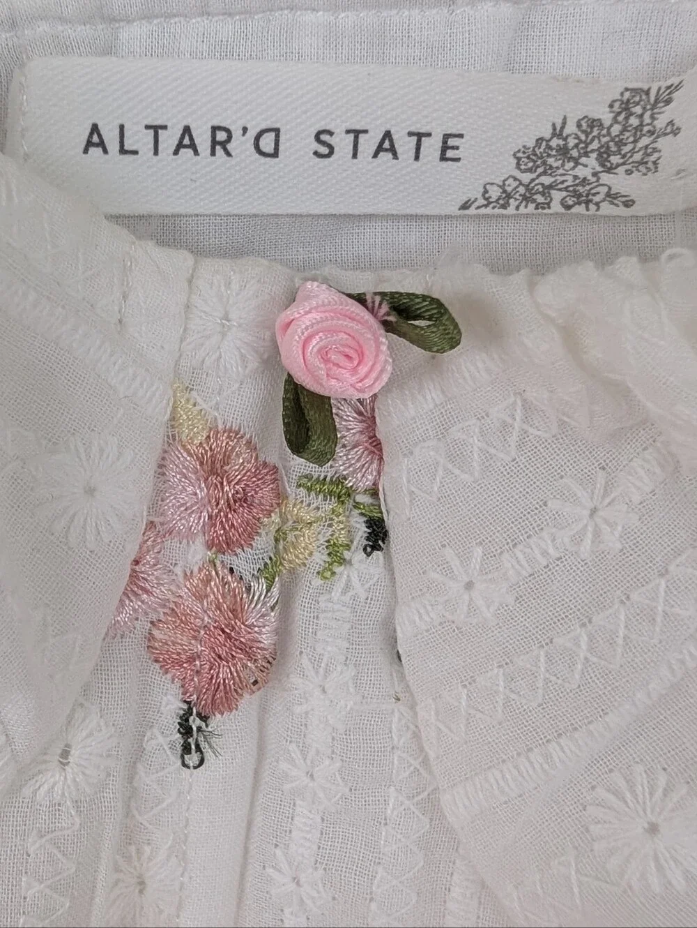 Altar'd State Women's Ivory Pink Floral Corset Cropped Tank Top Small NWT - Picture 3 of 12